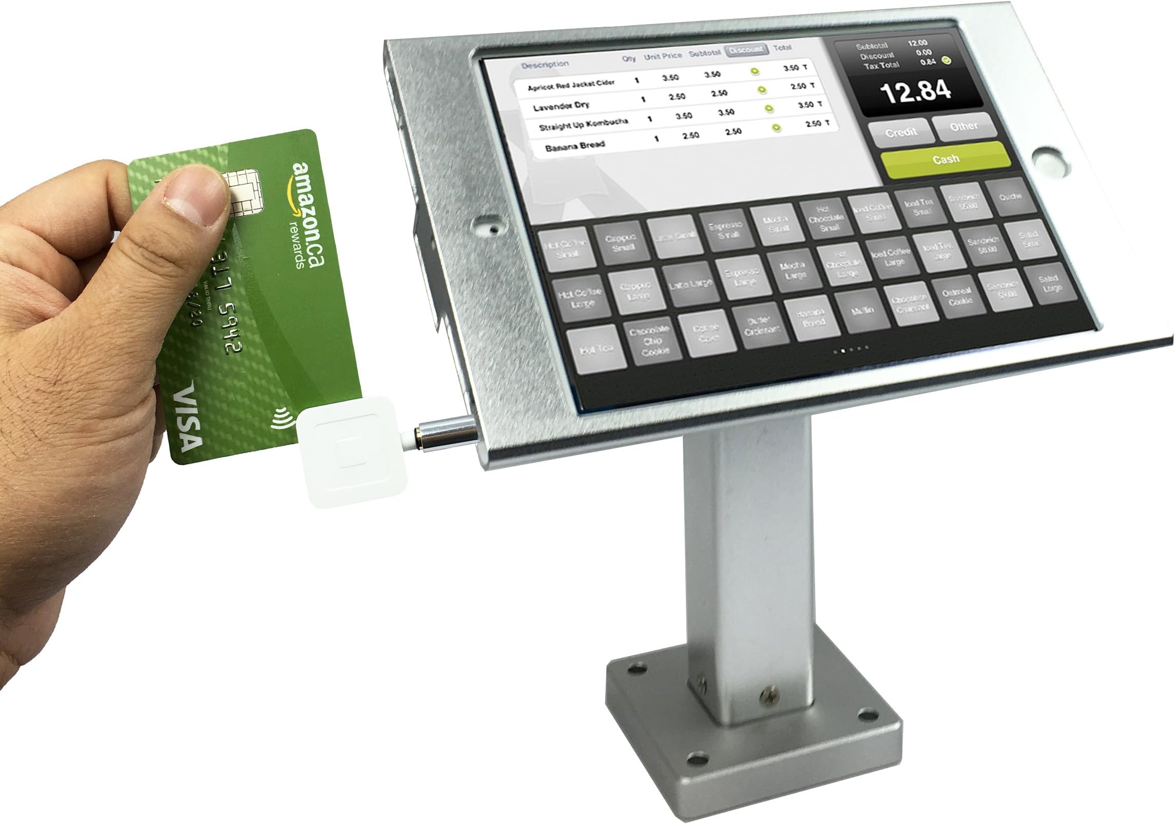 Angel POS Wall Tablet Compatible with iPad Mini Desktop Anti-Theft POS Stand Holder Enclosure with Lock & Key for Retail Kiosk