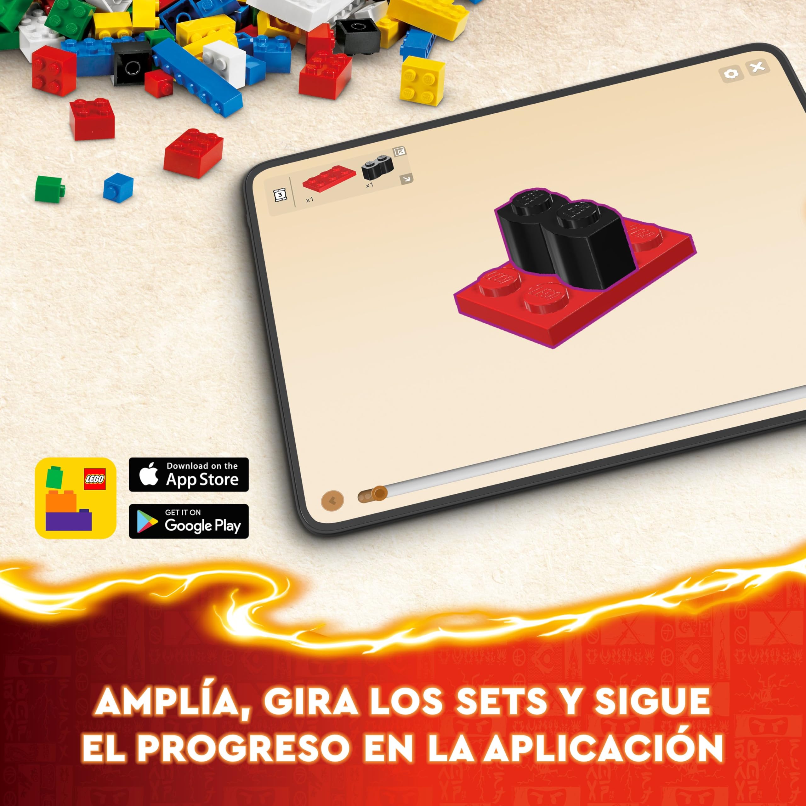 LEGO Ninjago Meca Elemental del Fuego de Kai, Figura Roja de Acción Articulada y Minifigura de Zane y 3 Personajes para el Juego de Batalla Ninja, Regalo para Niños y Niñas de 7 Años o Más 71808