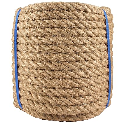 ORLANG Manila Rope 3/4in x 100ft, Twisted Hemp Rope 3/4inch Jute Rope for Crafts,Gardening,Docks,Bundling,Climbing,Hammock,Home Decoratin