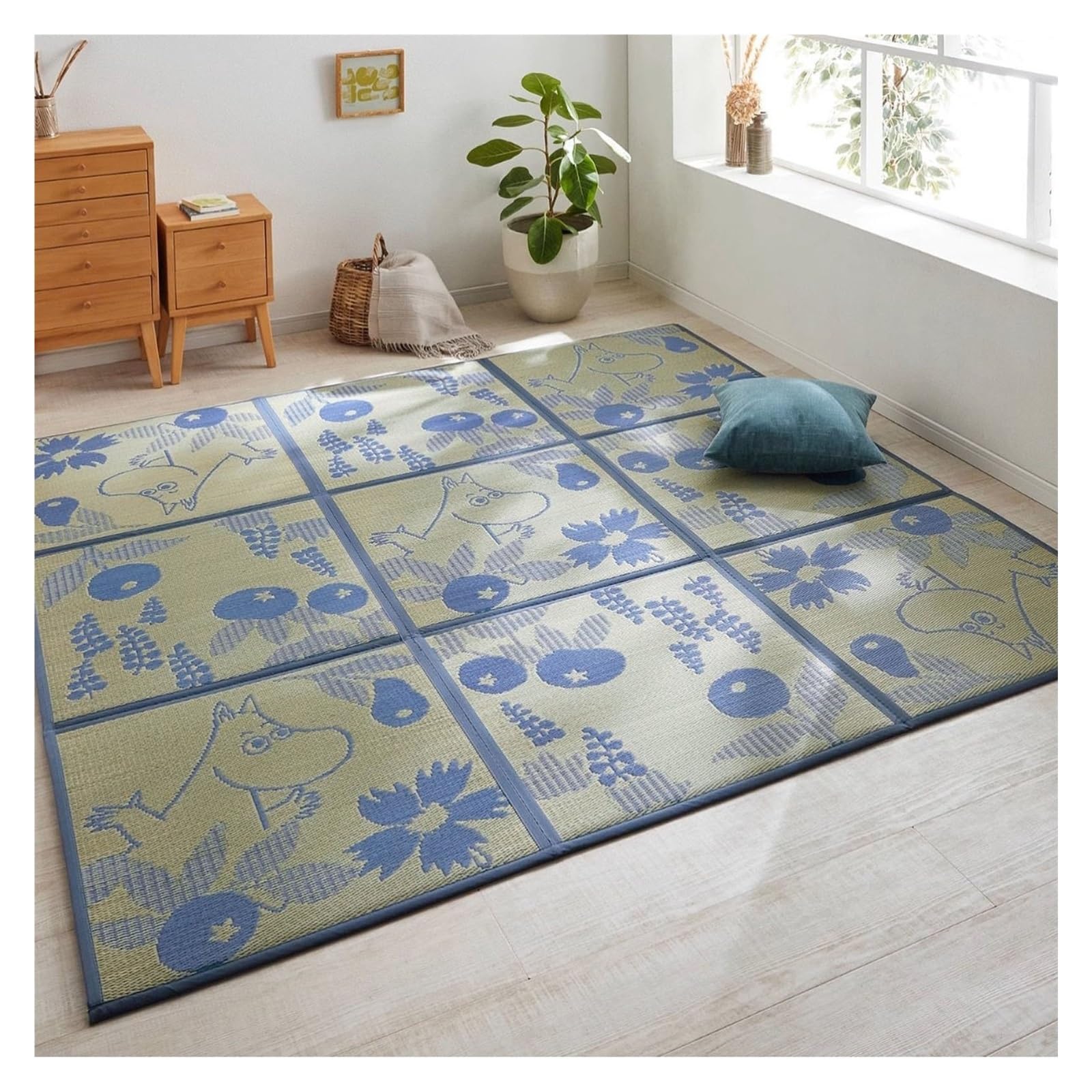 Tatami Japonés Igusa Colchón Salón Suelo Alfombra Gateo Tapete de Juegos(Blue,195x195cm)