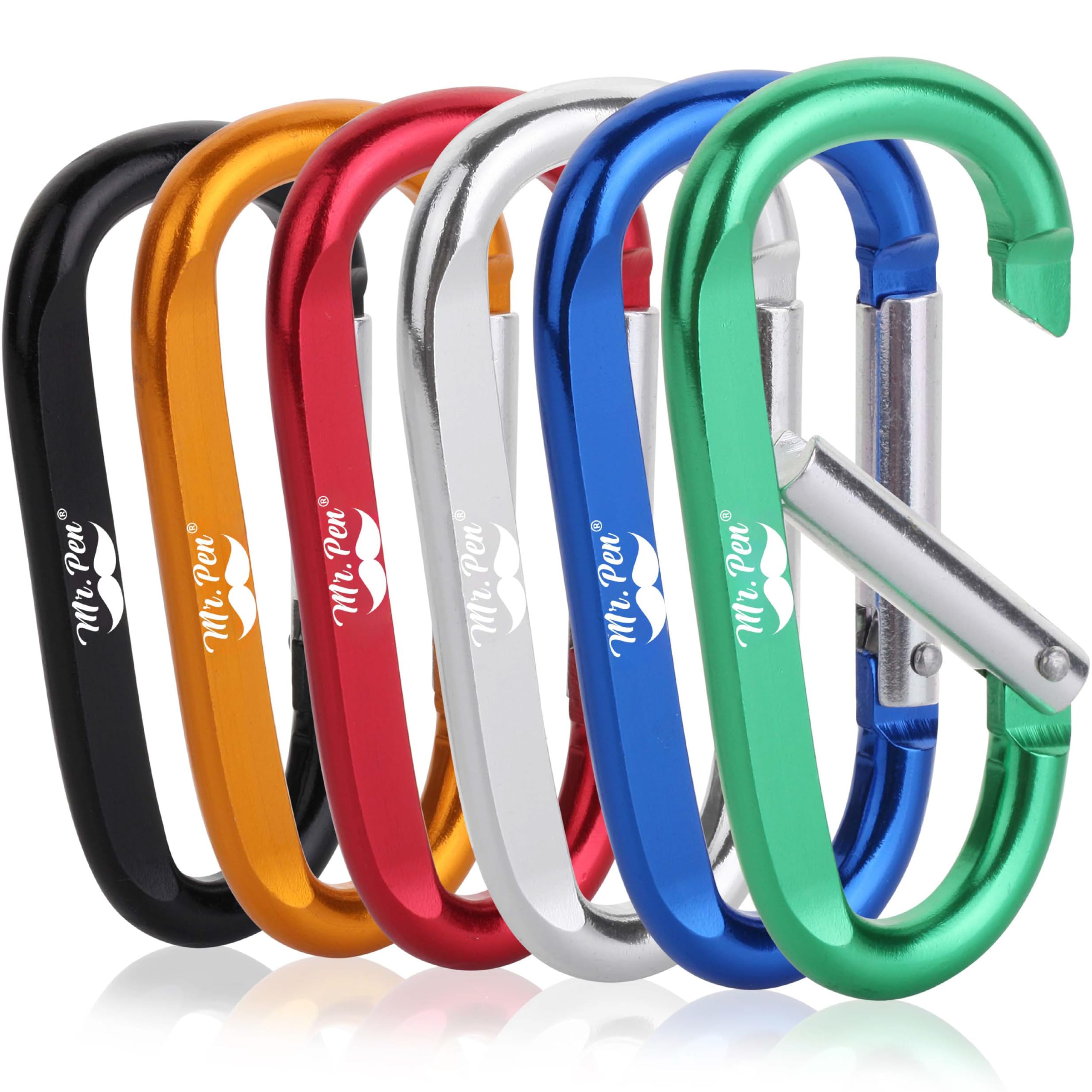 Mr. Pen- Aluminum D Ring Carabiner, 6 Pack, 3 Inch Key Chain Clip, Backpack Clips, Key Hook