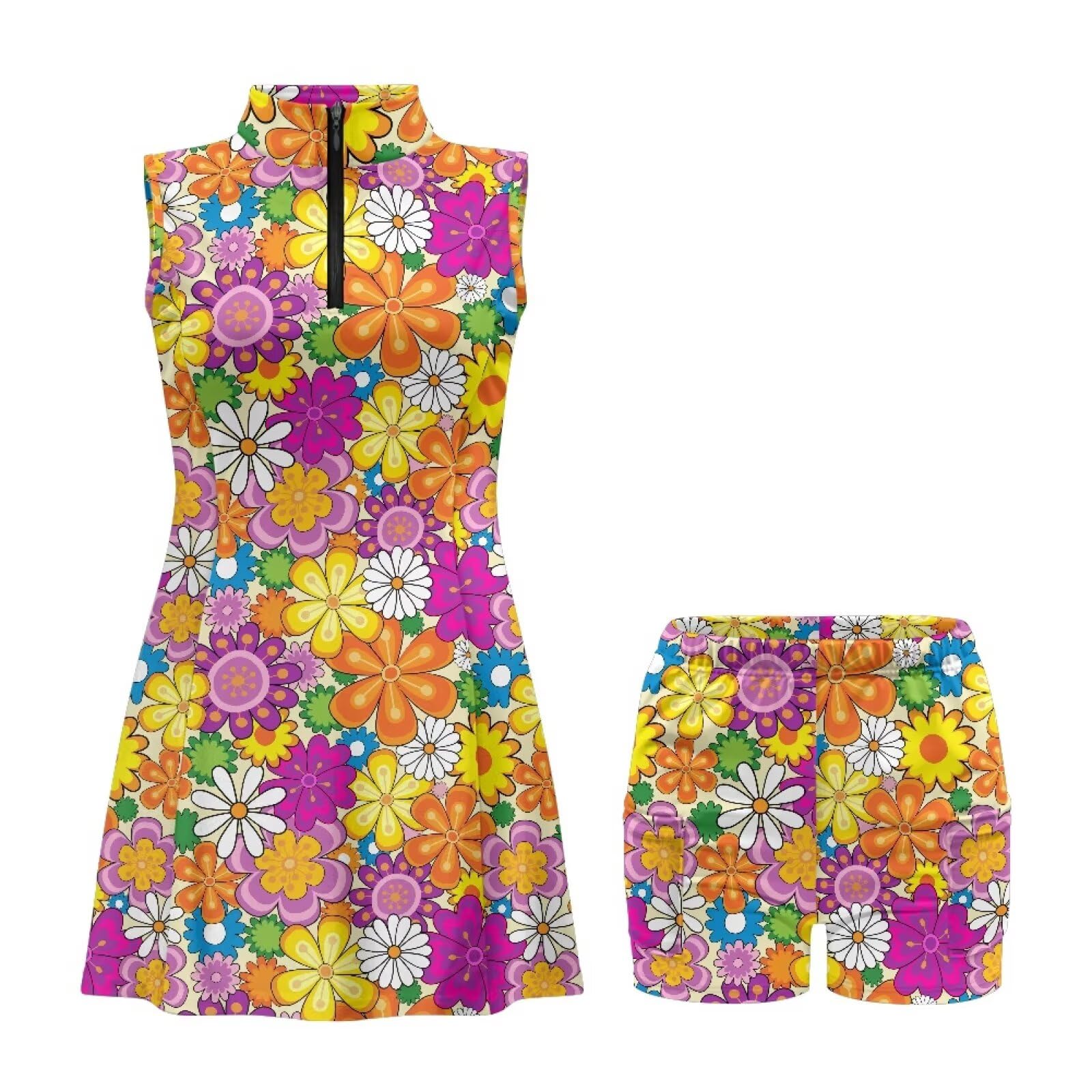 Xpyeesfuen Golf Dress Tennis Dresses for Women with Built in Shorts and Pockets Sleeveless Athletic Dress Workout Dress