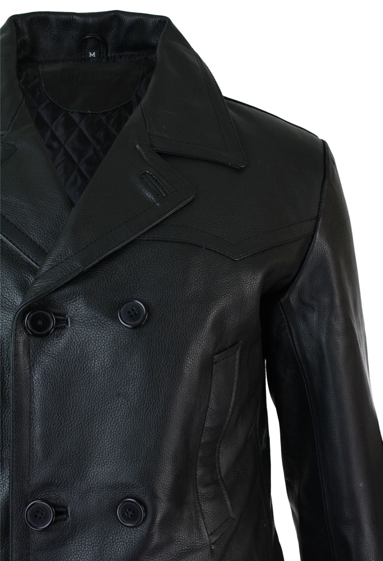Infinity Herren Lederjacke 100% Echtleder 3/4 Doppelt Breasted Mantel Jaken Klassisch