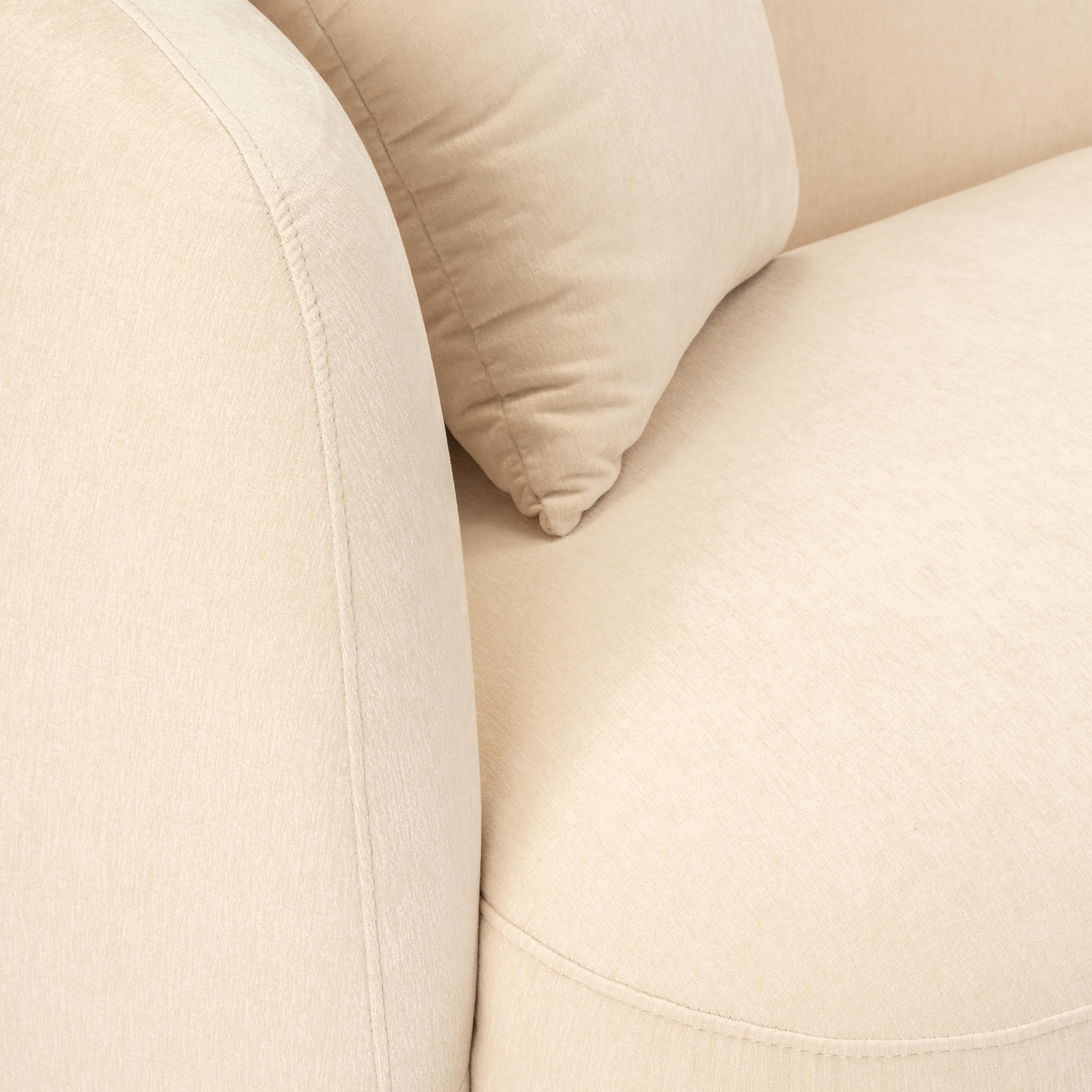 Sofá curvo de lujo de 5 asientos de 117 pulgadas, sofá marfil/beige, marco de madera y tela cómoda, asientos profundos anchos de gran tamaño, modular moderno minimalista de mediados de 9