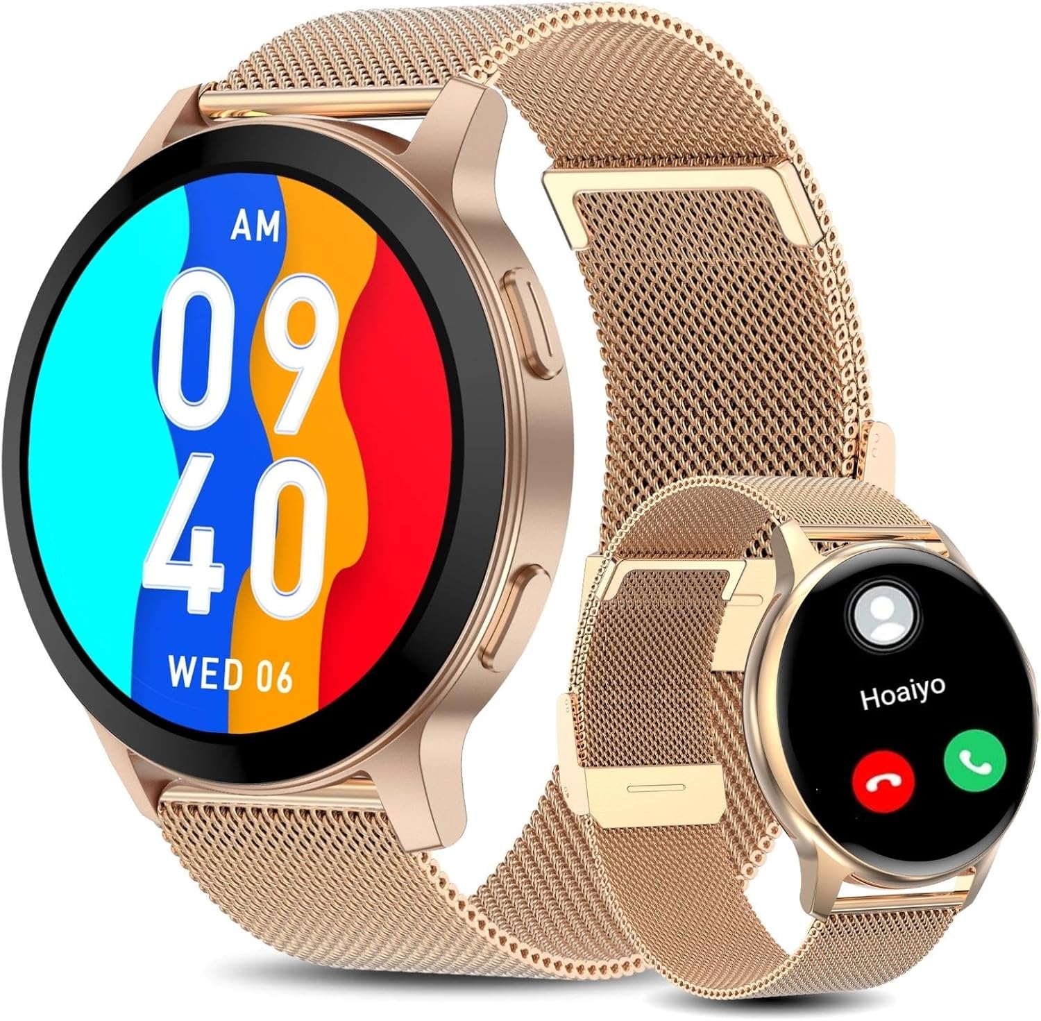 Hoaiyo Smartwatch for Women Men with Phone Function, 1.5 HD Fitness