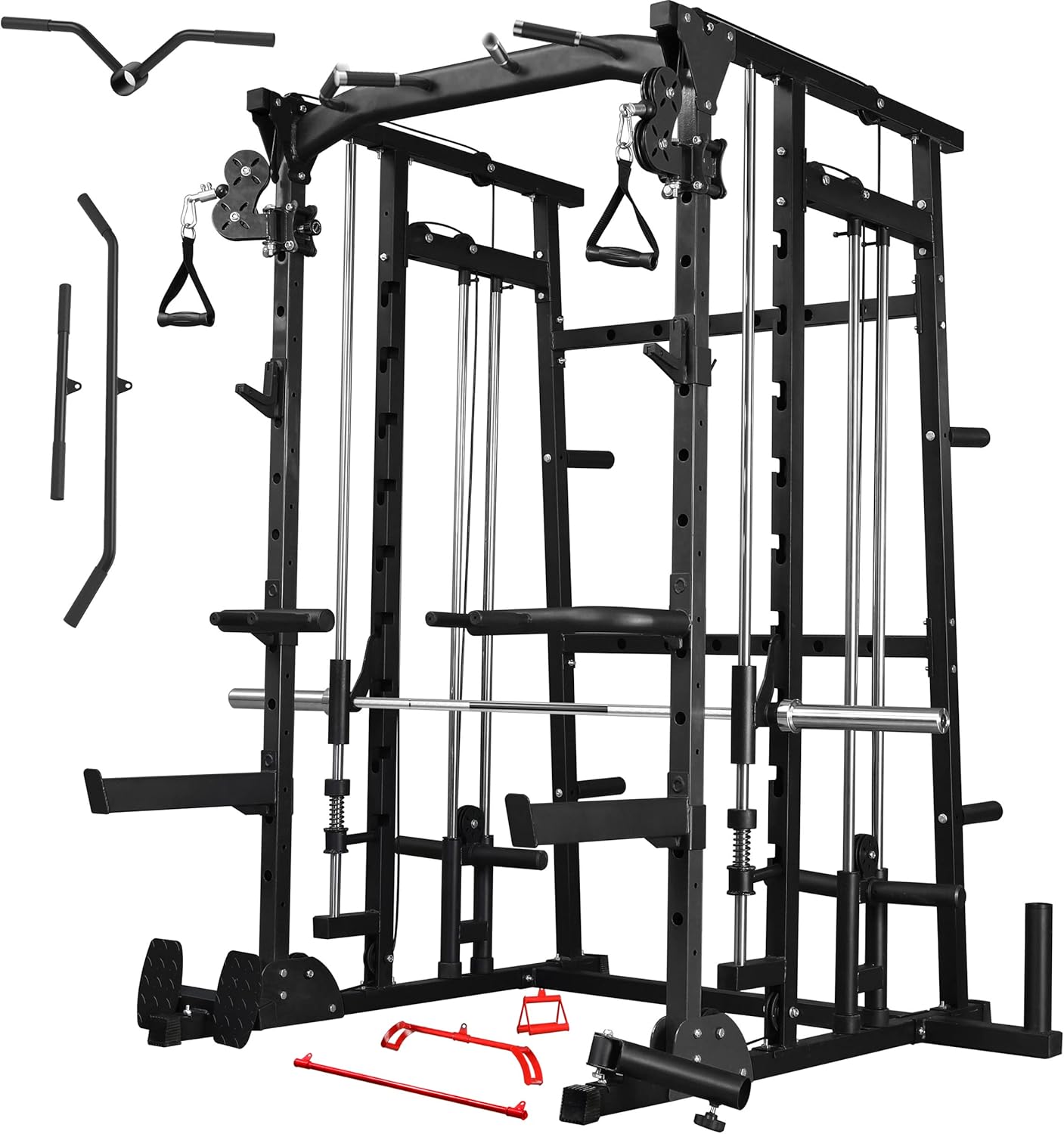 Major Fitness Smith Machine, All-in-One Home Gym Power Cage with Smith Bar and Two LAT Pull-Down Systems and Cable Crossover Machine for Home Gym Major Fitness Smith Machine, All-in-One Home Gym Power Cage with Smith Bar and Two LAT Pull-Down Systems and Cable Crossover Machine for Home Gym