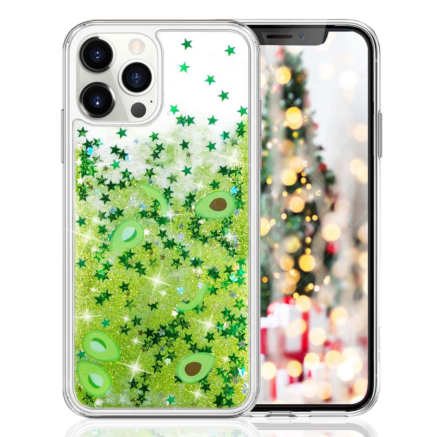 Amazon Com Luvi Compatible With Iphone 12 Pro Max Liquid Case Moving Glitter Cute Avocado Bling Sparkle Funny Quicksands Flowing Waterfall Shiny Star Fruit Tpu Luxury Fashion Protective Cover Case 6 7 Inch