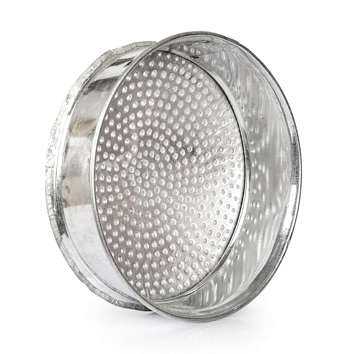 Vismays Iron Strainer Sieve Chalni Chalna Gehu Grain Rice Pulses Masala Spices Lentils Churma Strainer Smooth Edges Food Grade Iron - 10 inch