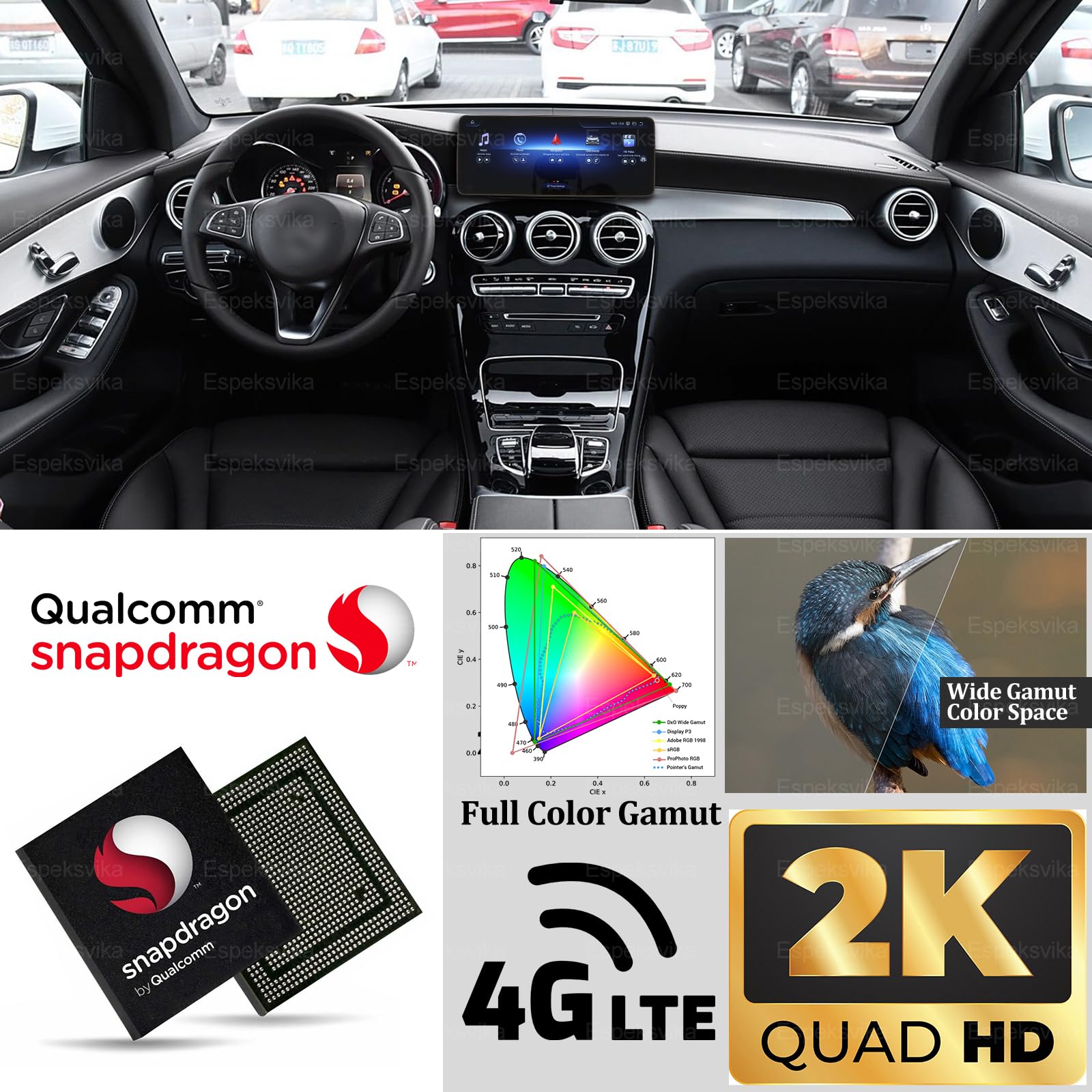 Car Radio Stereo for Mercedes-Benz GLC 2015-2019 Android Auto 2k Screen Wireless Carplay Radio with Qualcomm Upgrade GPS Touchscreen Head Unit (8+256, 12.3