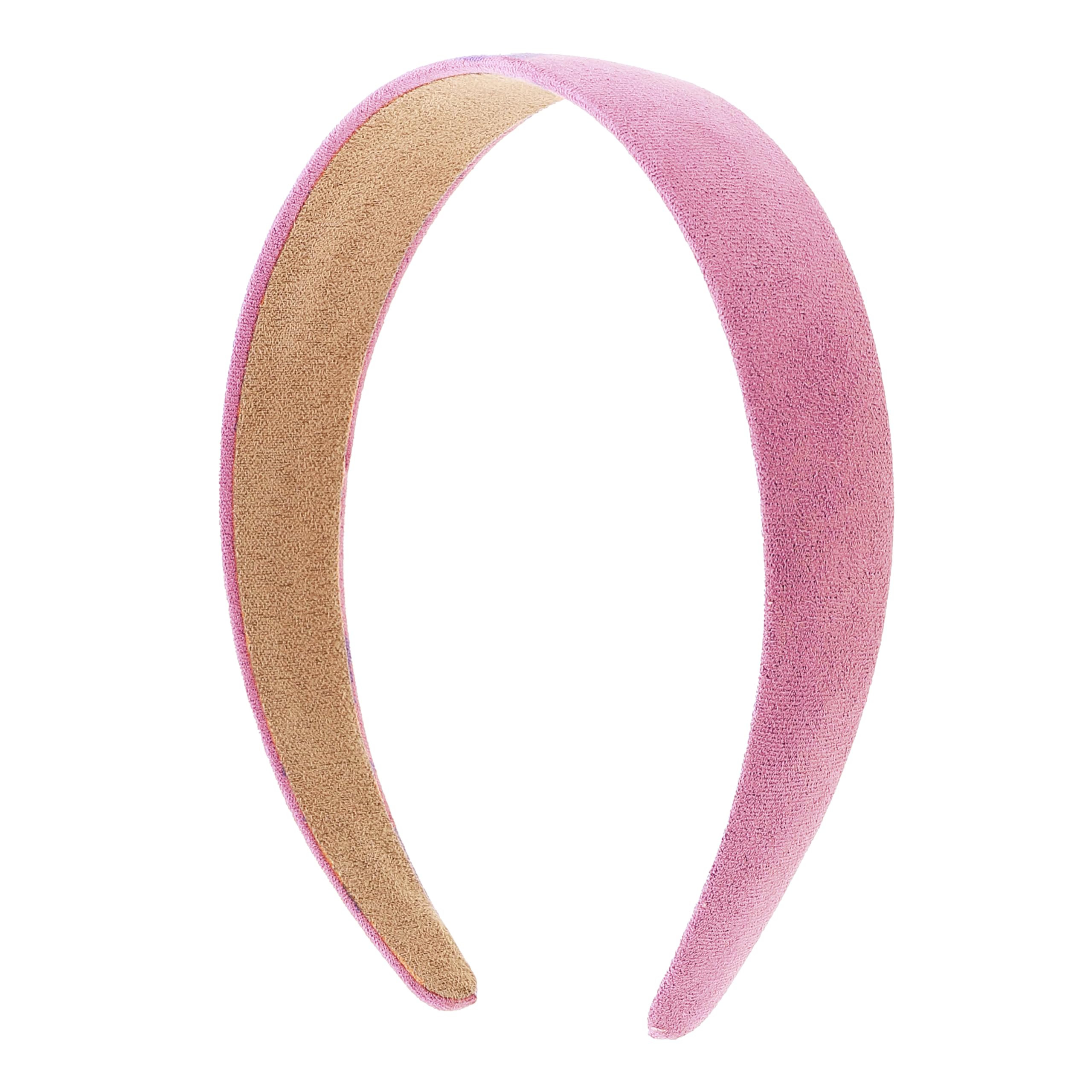 Motique Accessories 1 Inch Wide Suede Like Headband Solid Hair band for Women and Girls - Pink