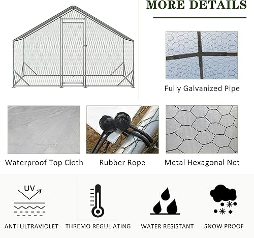 Miniatura 5 de Jaula grande de metal para gallinero, gallinero galvanizado, jaula de gallina de alambre galvanizado, jaulas de conejos con cubierta impermeable y