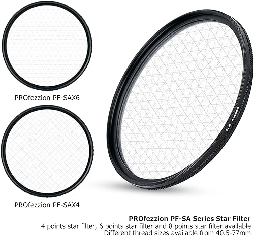 Miniatura 5 de PROfezzion Filtro de estrella de 1.594in (4 puntos) ajustable Starburst filtro para Sony A6000 A6100 A6300 con E PZ 0.630-1.969inFE 1.102-2.362in,