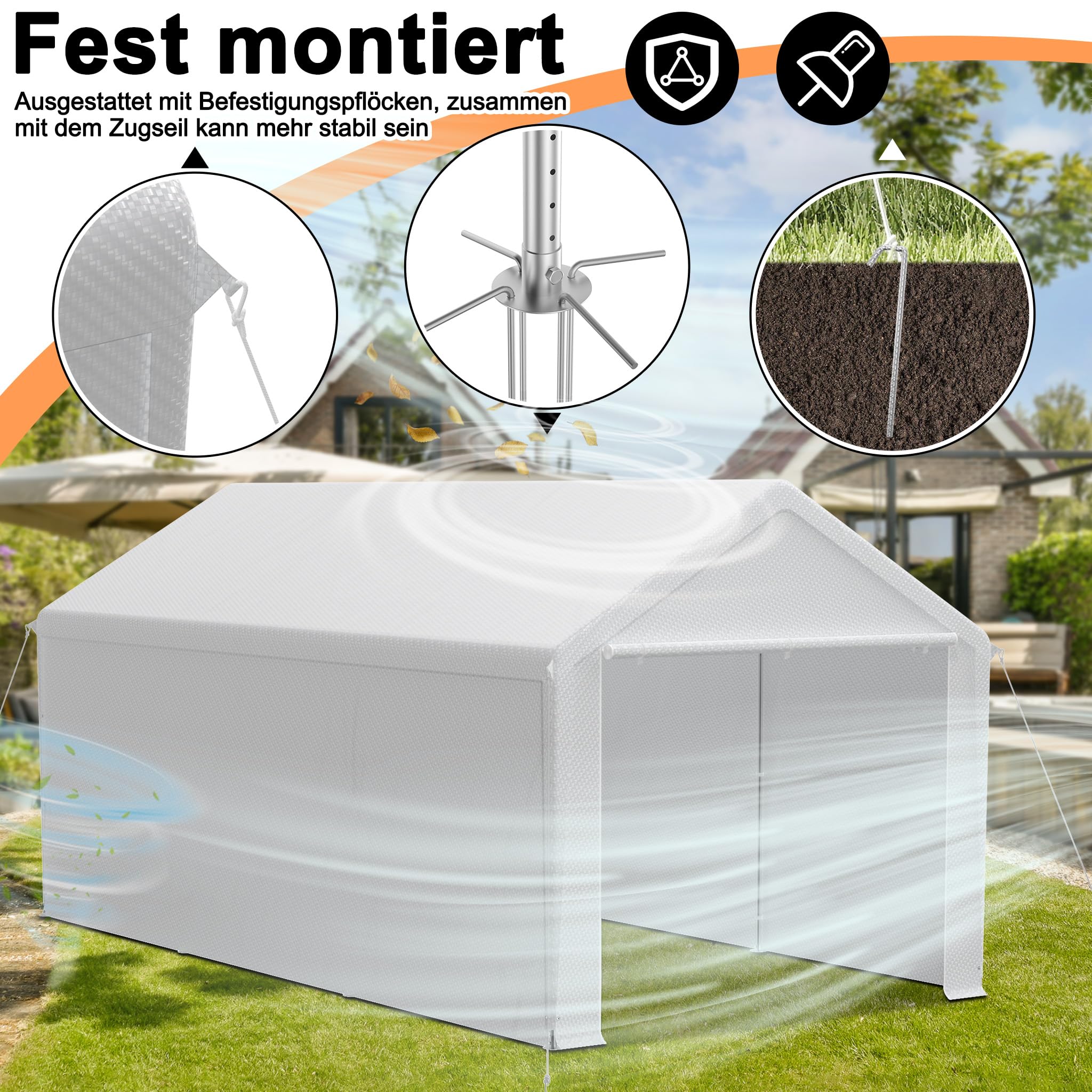 LILIIN Tenda Garage 3x6 m Polietilene 170 g/m² Resistente Inverno UV