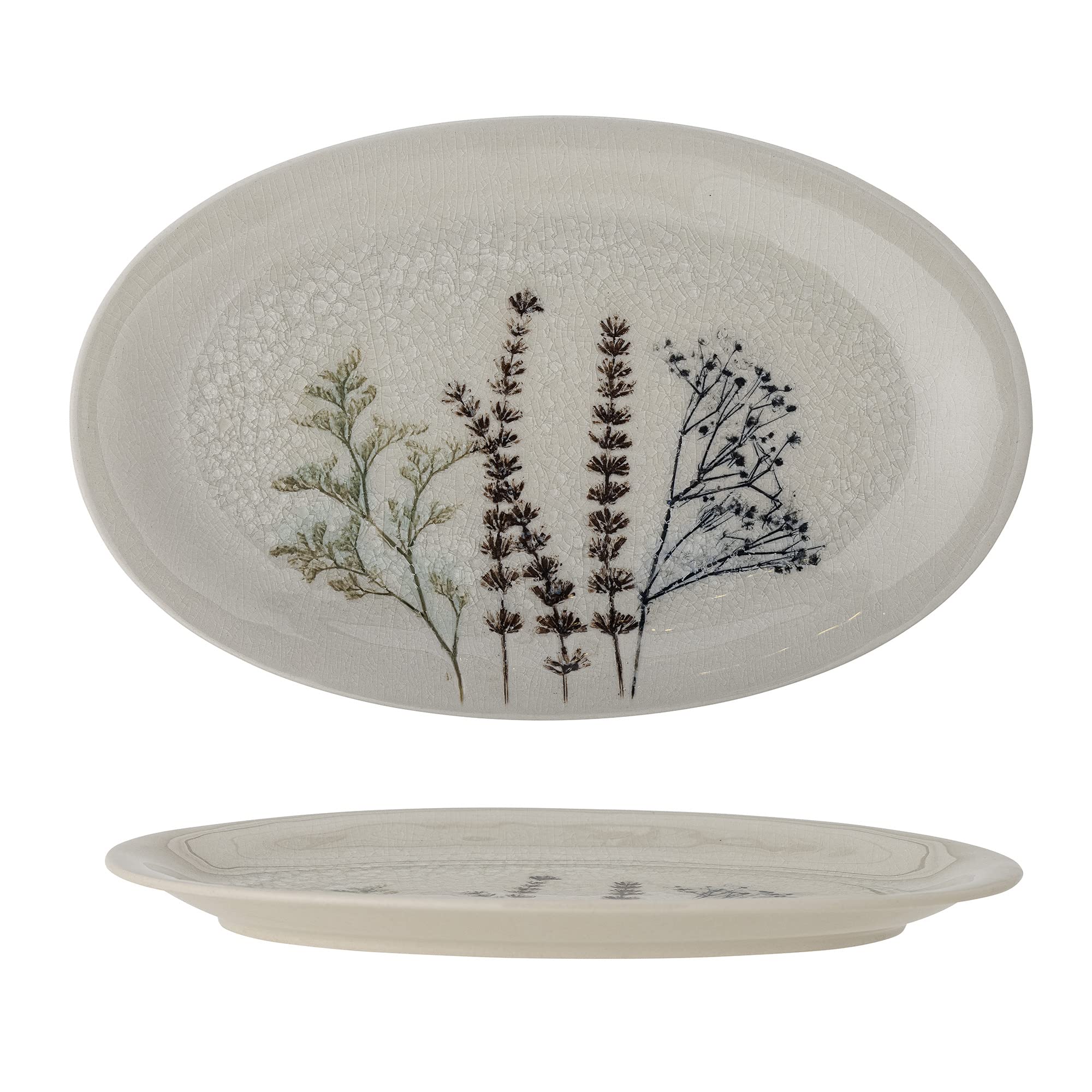 Bloomingville Bea Tablett aus Steinzeug in der Farbe Natur, Maße: 28,5cm x 18cm x 2cm, 82055059
