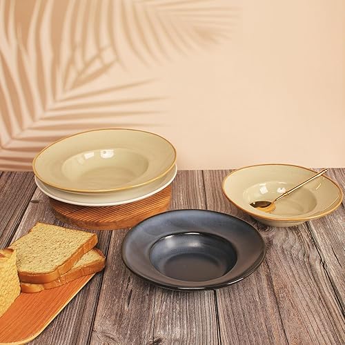 Miniatura 7 de jinsongdafa Tazones de sopa, plato de sopa, juego de 2 cuencos para pasta, platos blancos poco profundos, cuencos de porcelana con borde, el mejor