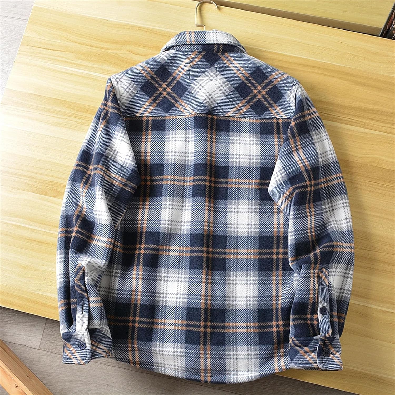 Men's Classic Plaid Shirt Jacket Warm Fleece Lining Casual Outdoor Fall Winter Coat