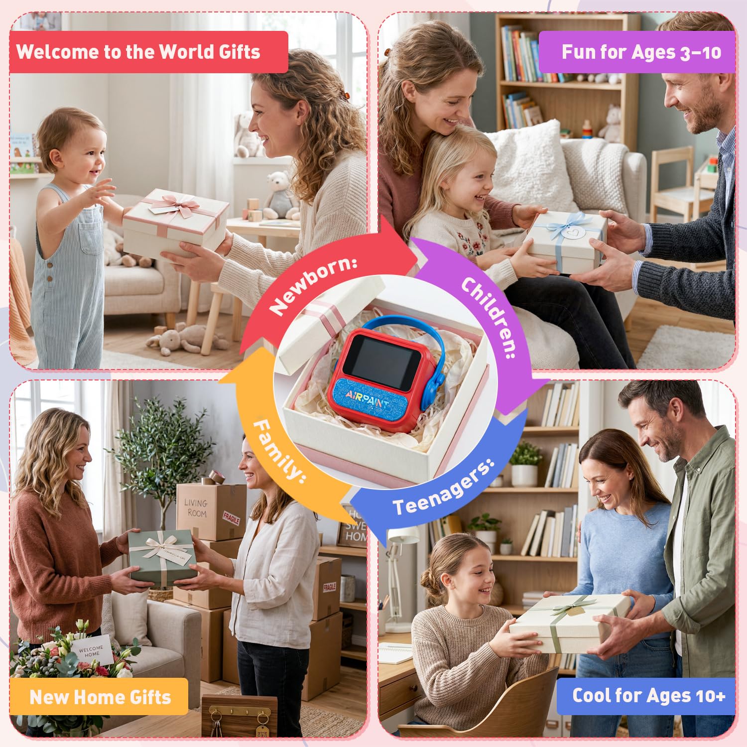 BioAdvanced Impresora térmica portátil inteligente con IA para niños, impresora térmica inalámbrica sin tinta, mini fabricante de calcomanías térmicas con control de voz y 6 opciones de estilo