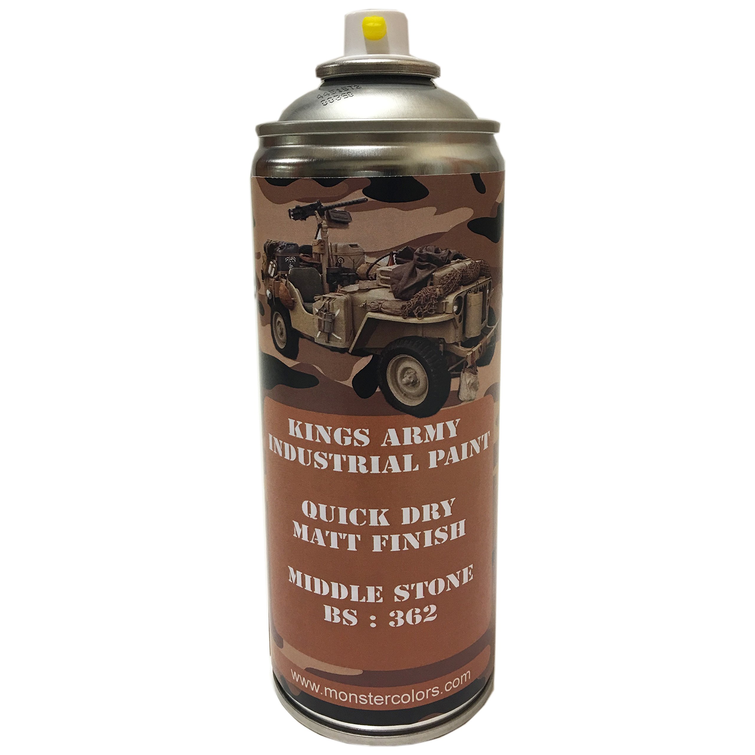 Kings Army Middle Stone Bs 362 Military Matt Spray Paint 400ml Military Vehicle Paint, Airsoft, Paintball, Model Maker Paint, Fishing