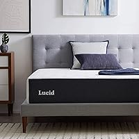 Vista 1 de Lucid 14 Inch Memory Foam Mattress - Medium Plush Feel - Infused with Refreshing Bamboo Charcoal and Cooling Gel - Bed in a Box - Temperature