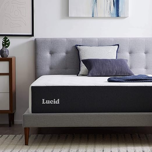 LUCID 14 Inch Memory Foam Mattress - Medium Feel - Memory Foam Infused with Bamboo Charcoal and Gel - Temperature Regulating - Pressure Relief - Breathable - Premium Support - Twin XL SizeTwin XL Size