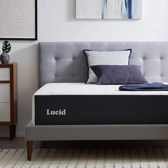 LUCID 14 Inch Memory Foam Mattress - Medium Feel - Memory Foam Infused with Bamboo Charcoal and Gel - Temperature Regulating - Pressure Relief - Breathable - Premium Support - Twin XL SizeTwin XL Size