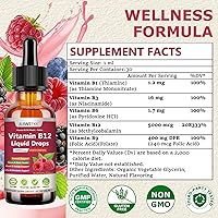 Vista 8 de Vitamina B12 líquida gotas 5000 mcg – Extra Strength B12 Metilcobalamina con B1 B6 B3 Folato Niacina – Absorción rápida Sublingual B-12 Gotas