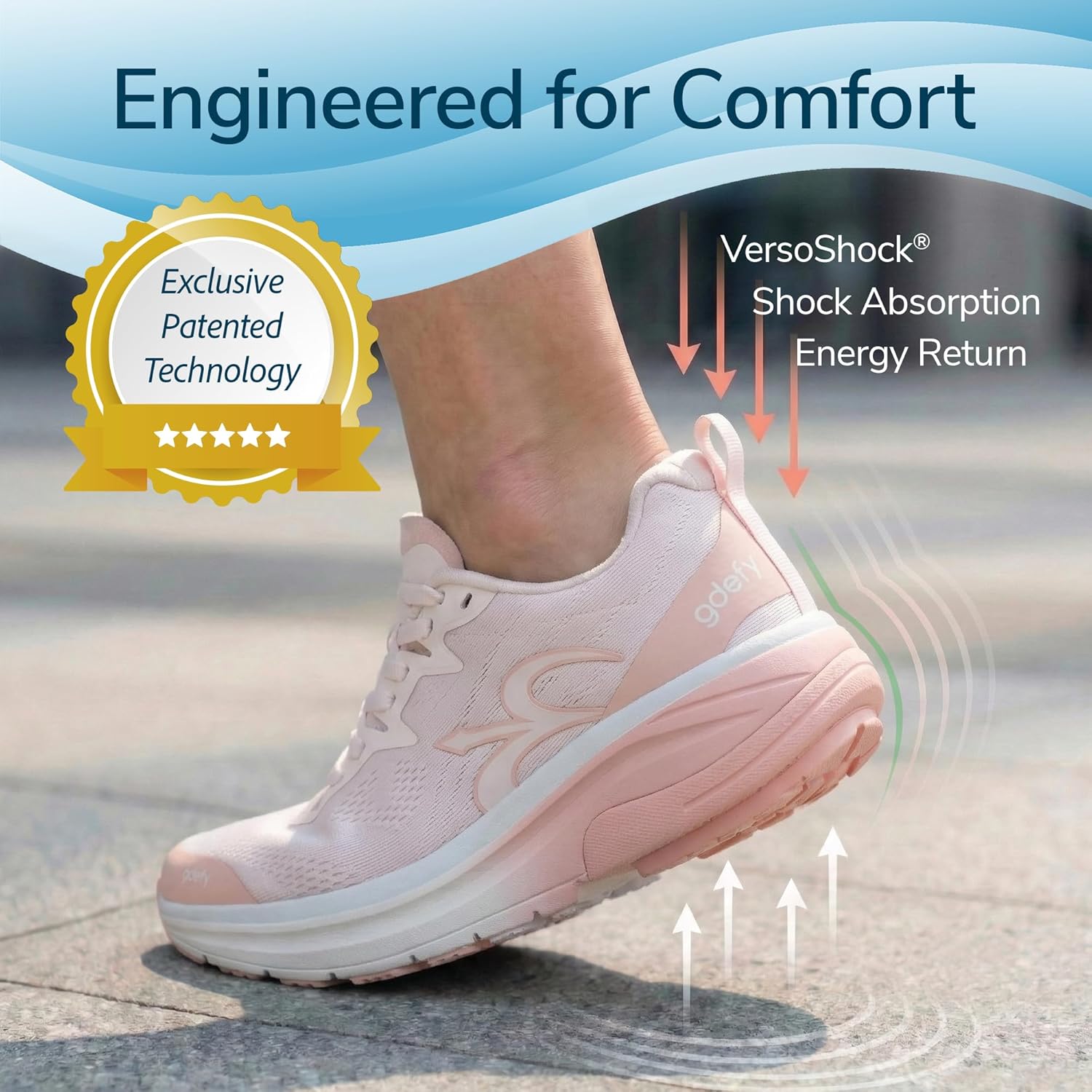 G-DEFY Lauff Women’s Supportive Running Shoe | VersoShock Technology for Pain Associated with Prolonged Standing or Walking | Arch Support | Diabetic Shoes | Wide Shoes | Free Custom Orthotic - Image 2