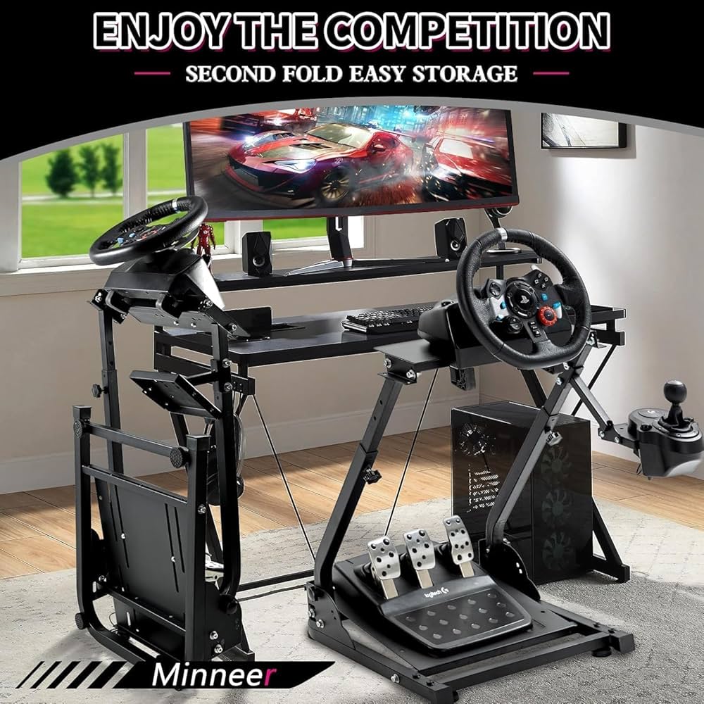 MINNEER Racing Wheel Stand レーシングホイールスタンド Amazon.com: Minneer Foldable Steering Racing Wheel Stand for