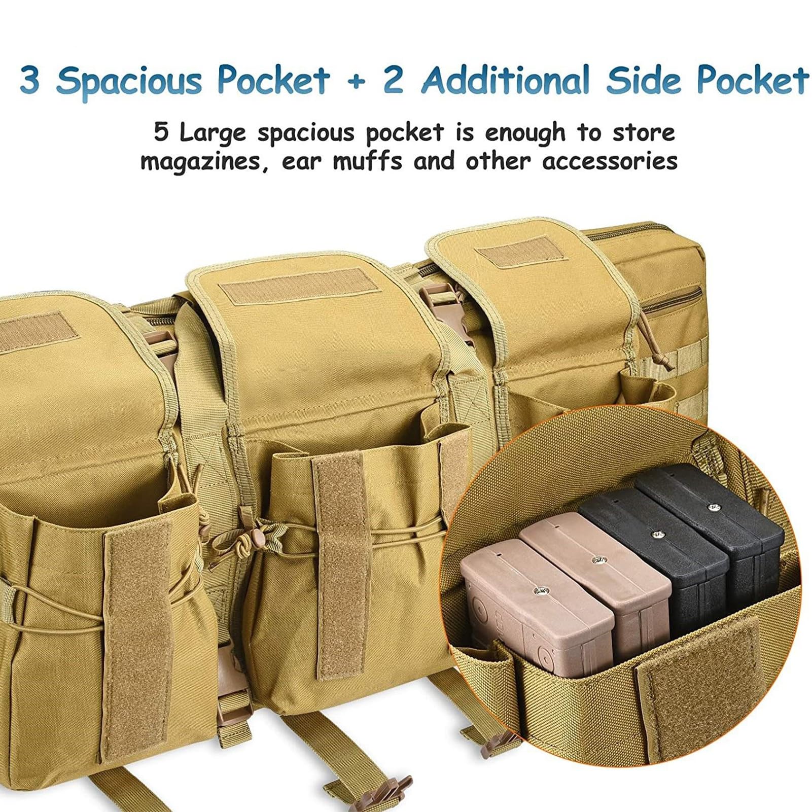 Estuches Blandos para Rifle,A Mochila Táctica para Rifle con Correa para el Hombro, Funda para Escopeta para Caza, Tiro, Acampada, Senderismo, Viajes/Khaki/108Cm