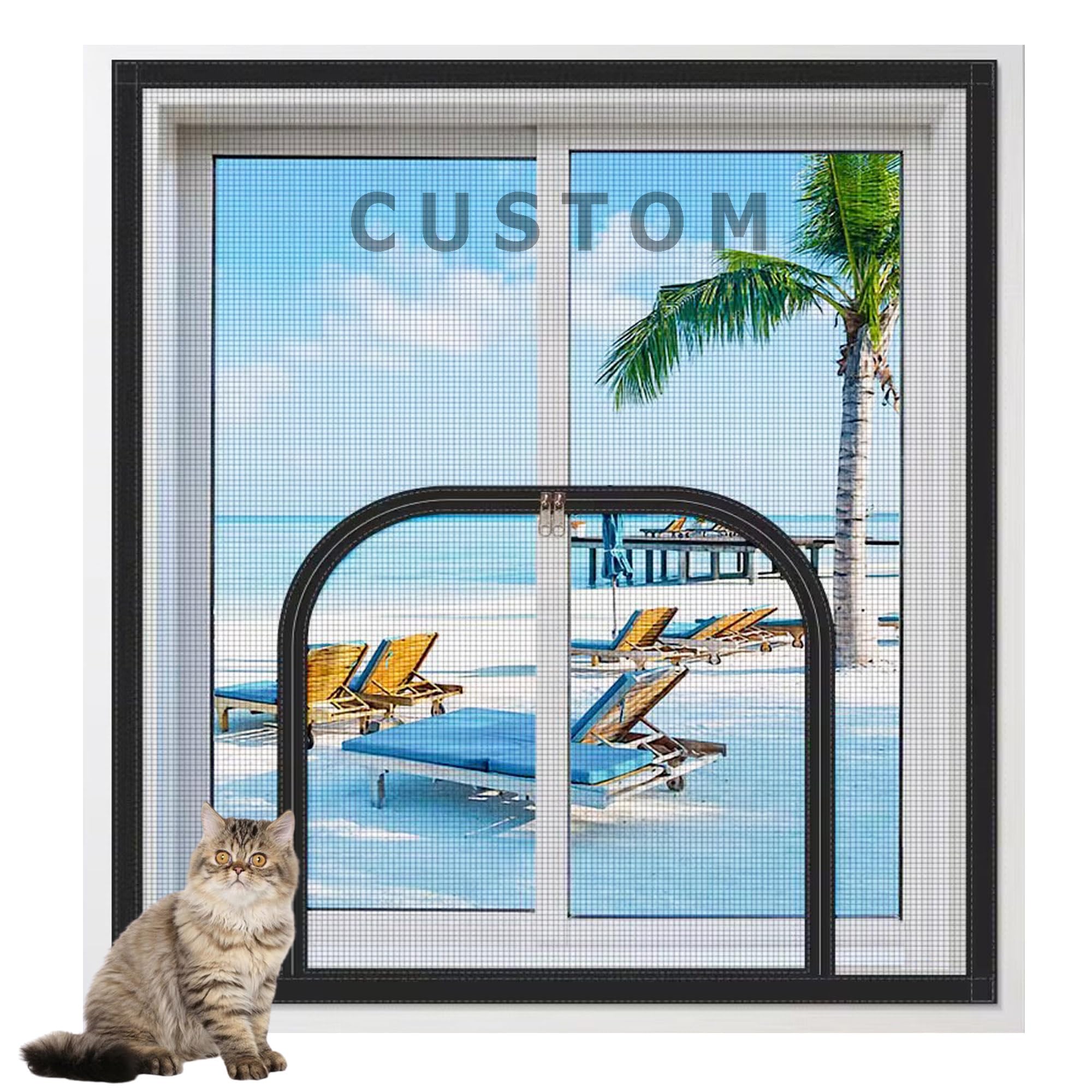 Custom Size Window Screen, Balcony Window Safety Screen Mesh, Self-Adhesive Fly Bugs Net Mosquito Insect Window Net Keep Bugs/Flies Out, Cat Safety Netting