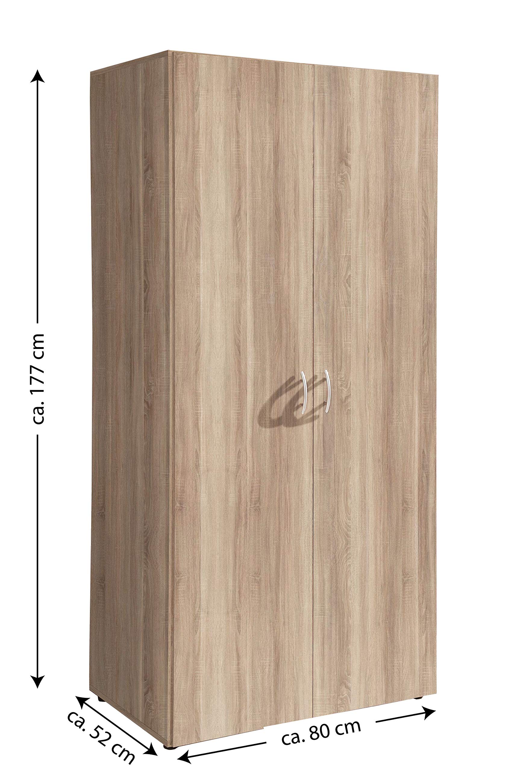 AVANTI TRENDSTORE Armadio Balu 2 a 2 Ante a Battente per Camera da Letto, Marrone, 81 x 177 x 52 cm