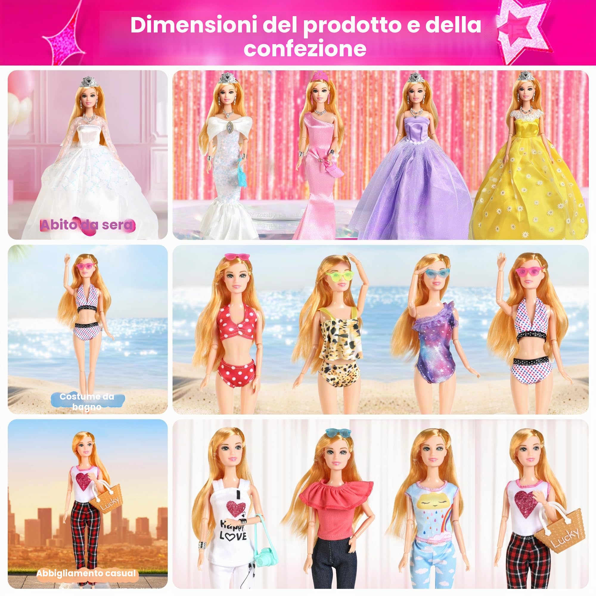 Armadio per bambole UCanaan da 20 pollici, con 20 supporti per vestiti e portaoggetti per accessori (senza bambole e accessori di abbigliamento) - Rosa