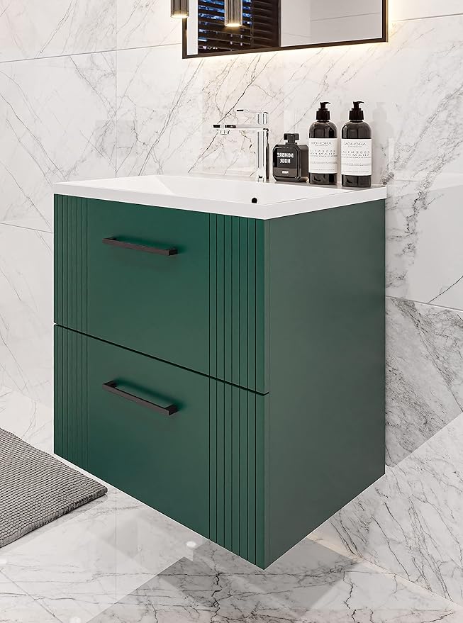 Top Ceramics Green Bathroom Furniture Wall Hung Mounted Cloakroom