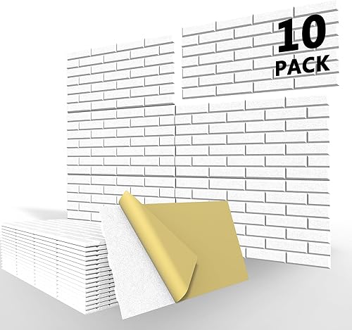 BUBOS Paquete de 10 paneles acústicos autoadhesivos, paneles de espuma a prueba de sonido de 24 x 12 x 0.4 pulgadas, paneles acústicos decorativos