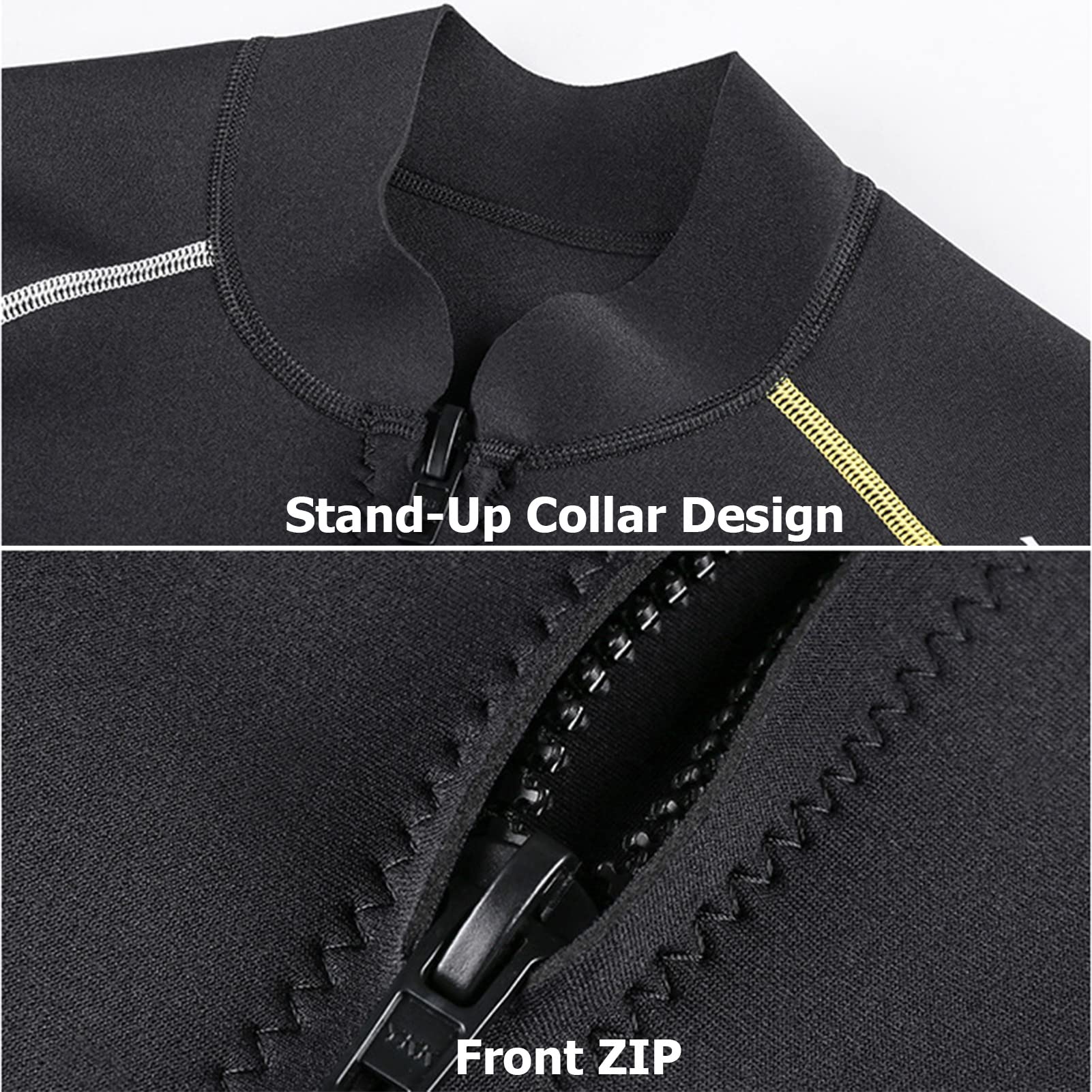 Hombres Trajes De 1.5mm Neopreno Top, con Cremallera Frontal, Manga Larga,Traje De Buceo De Manga Larga Traje De Buceo para Natación, Esnórquel