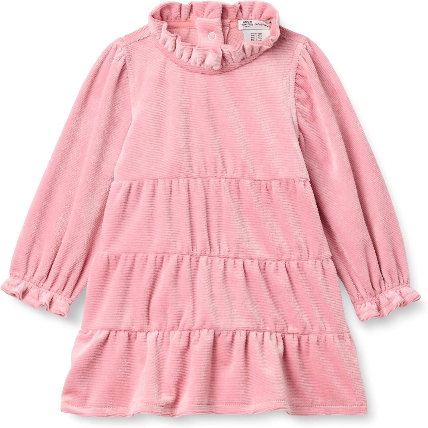 Amazon Essentials x Sofia Grainge Toddler & Baby Girls Long Sleeve Velour Corduroy Fit & Flare Dress
