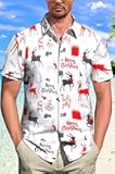 Christmas Hawaiian Shirt for Men Short Sleeve Button Down Casual Beach Shirts