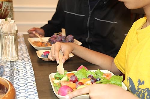 Miniatura 5 de Platos desechables de bambú de palma ecológicos resistentes (paquete de 50, cuadrados de 8 pulgadas)