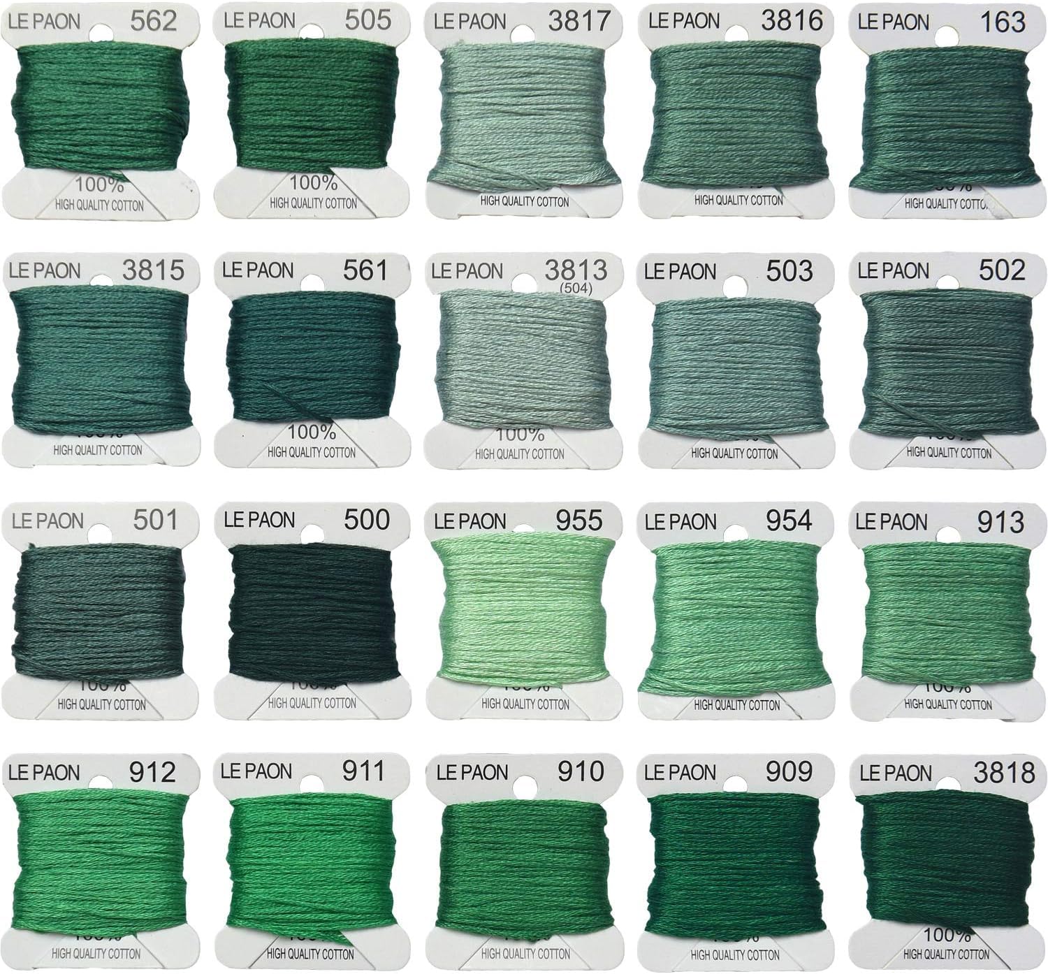 20 Bobbins20 Colors Embroidery Floss bobbins - Cross Stitch Threads - Friendship Bracelets Floss - Crafts Floss - Embroidery Floss, Pistachio Green Gradient