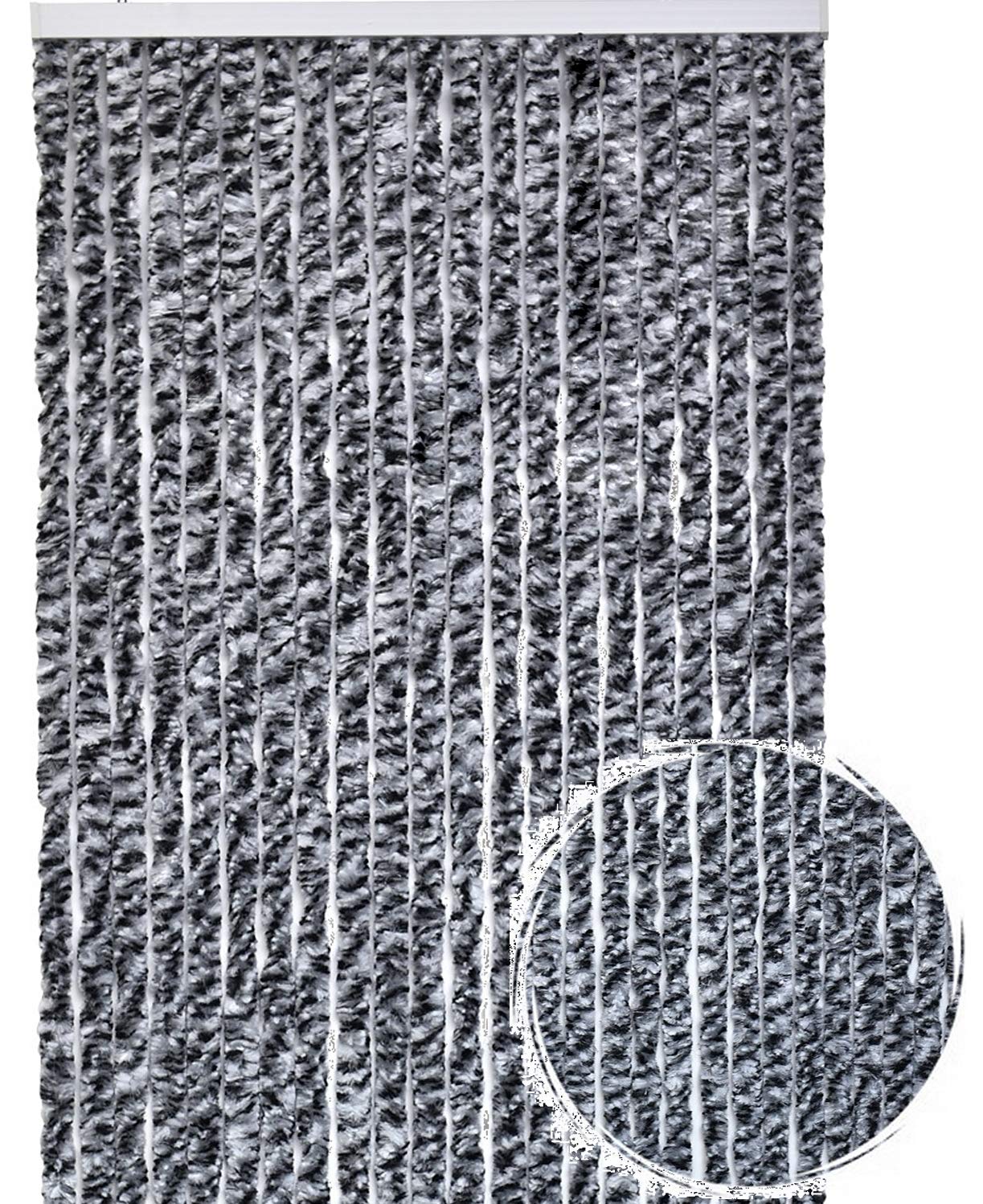 MadeInnature Rideau de Porte Chenille de qualité supérieure, Grand Choix de Couleur, Longueur et Largeur Ajustables, Protection de Vos espaces intérieurs, Anti-Insectes (Gris chiné, 90x210cm)
