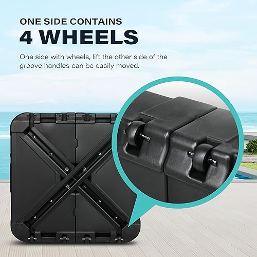 Miniatura 3 de Simple Deluxe Ruedas de patio con base voladiza para sombrilla rellena con 220 libras de agua o 410 libras de arena, 33 x 33 x 6.7 pulgadas, color