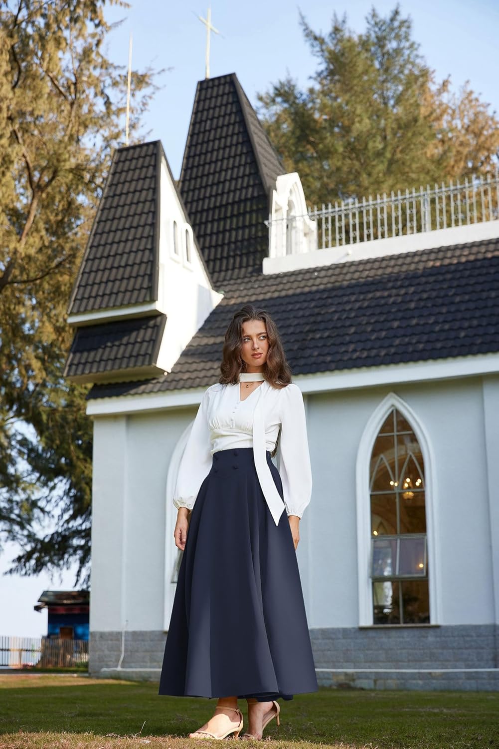 Scarlet Darkness Victorian Skirts for Women Renaissance High Waisted Long Skirt with Pockets - Image 5