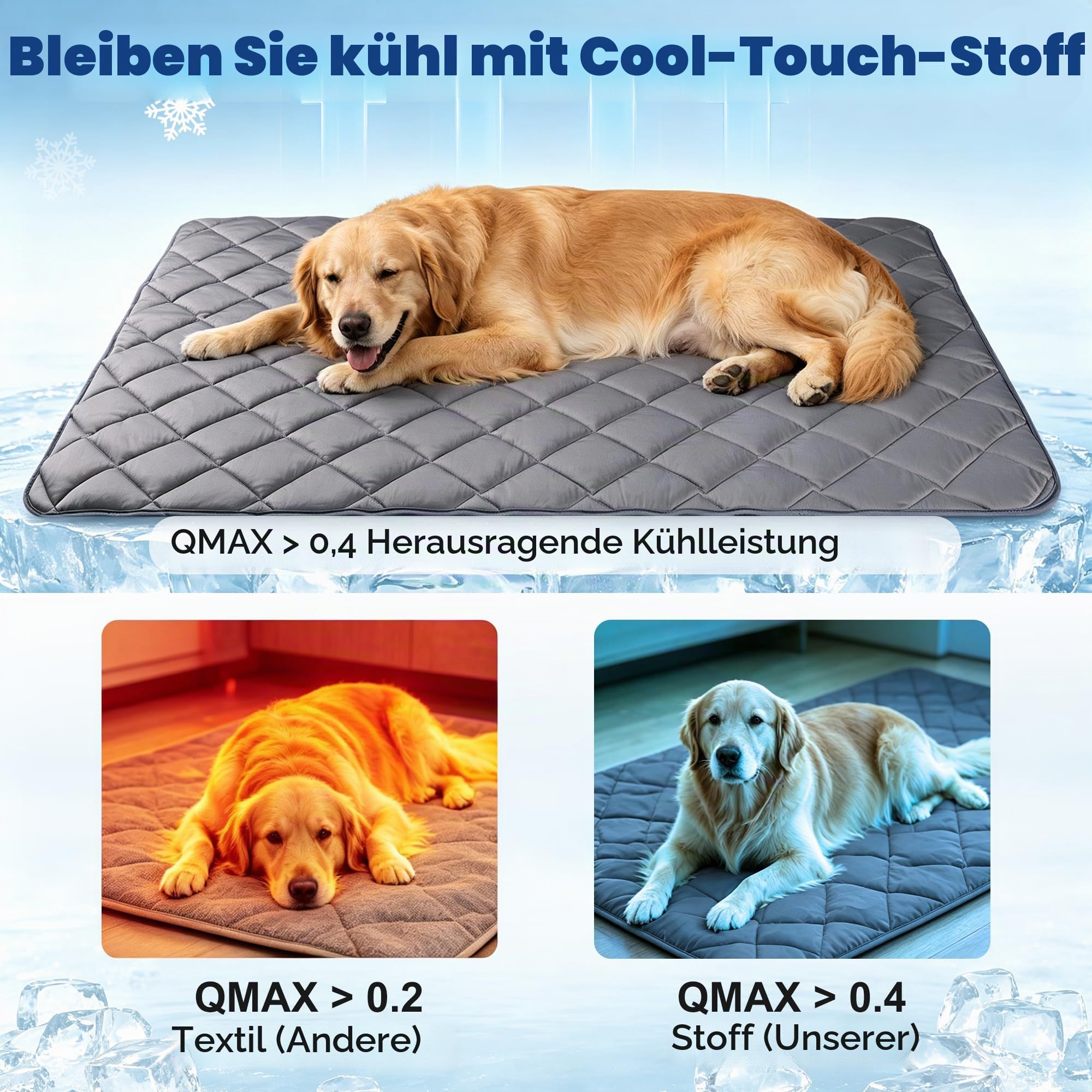 Paw Legend Hunde-Kühlmatte für extra große Hunde, 139,7 x 203,2 cm, Haustier-Kühlkissen für Hunde und Katzen, Eisseidenstoff, waschbar, atmungsaktiv, für Kiste, Sofa, Boden, drinnen und draußen