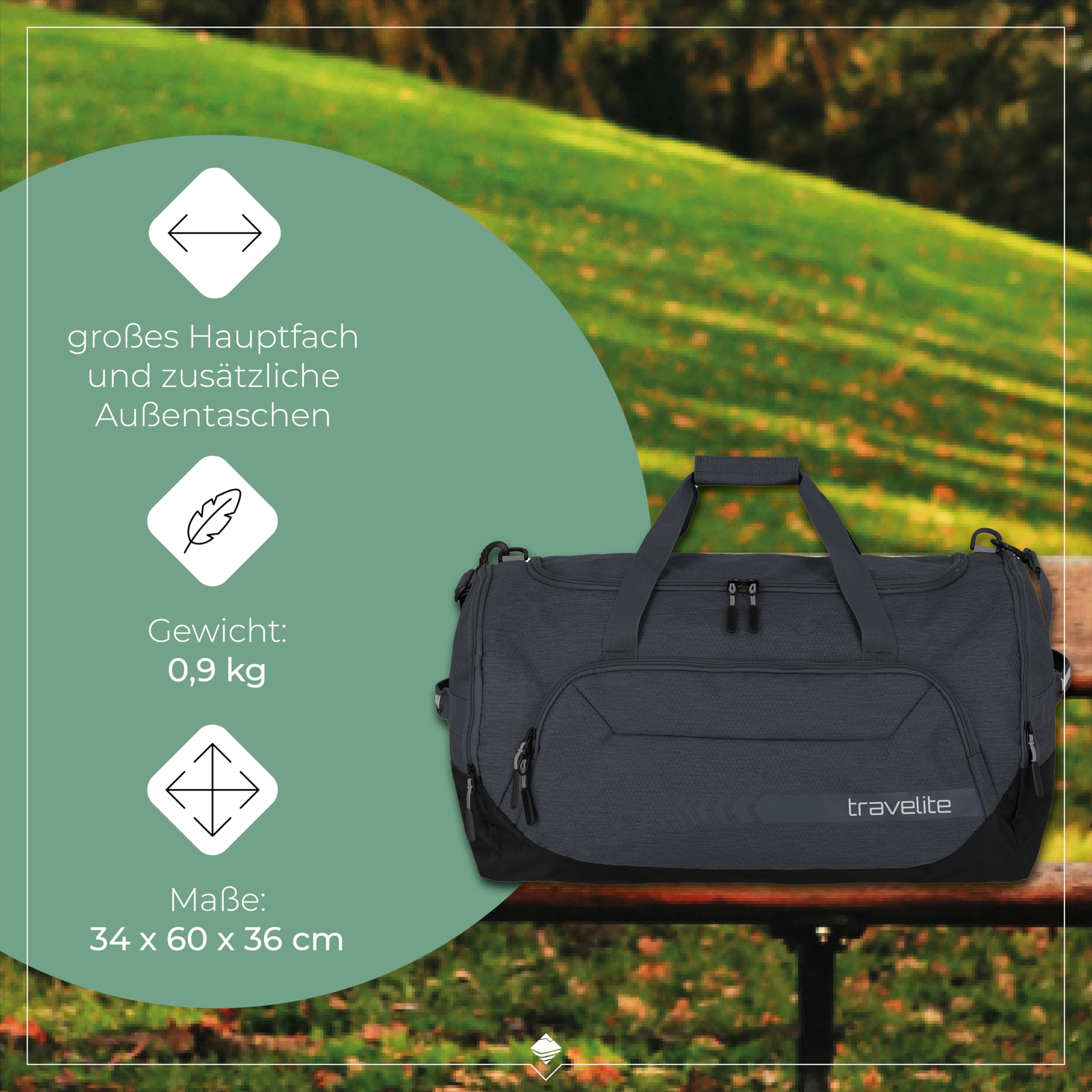 travelite Reisetasche groß, Kick Off, leichte Reisetasche für Urlaub und Sport, Schwimmbad, Klinikaufenthalt, 60 cm, 73 Liter