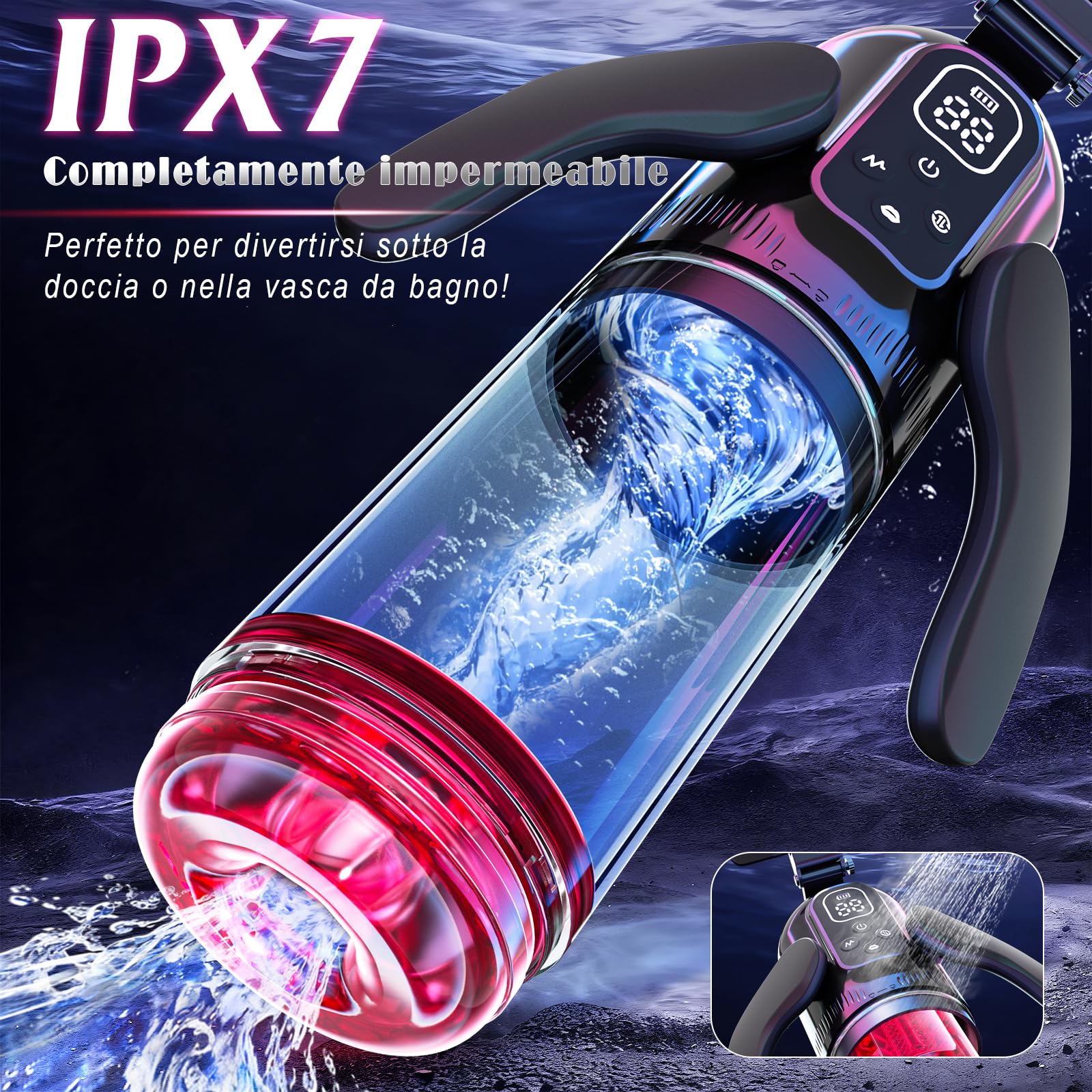 Masturbatore Uomo Automatico Sex Toys - Masturvatore Toy per Uomini Con 7 Modalità Telescopiche, Vibrazione e Aspirazione, Lingua in 3D Vagina Silicone Sexytoys, Pompa Pene Con Supporto per Cellulare