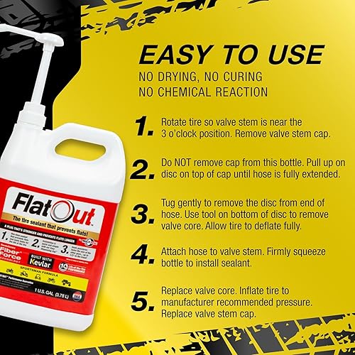Miniatura 6 de FlatOut 25130 - Sellador de neumáticos (fórmula Sportsman), ideal para ATV, UTV  lado a lado, carros de golf, motos de cross, jeep todoterreno y