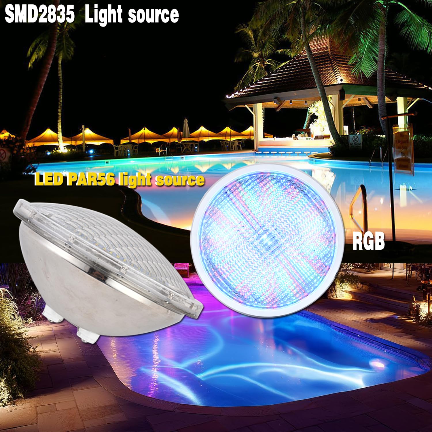 BARCELONA LED Lampadina LED Piscina PAR56 RGB 24W AC12V IP68 Subacquea con Telecomando Ø178mm Luce LED Subacquea SMD2835 per Piscine, Spa, Fontane, Hotel e Giardini