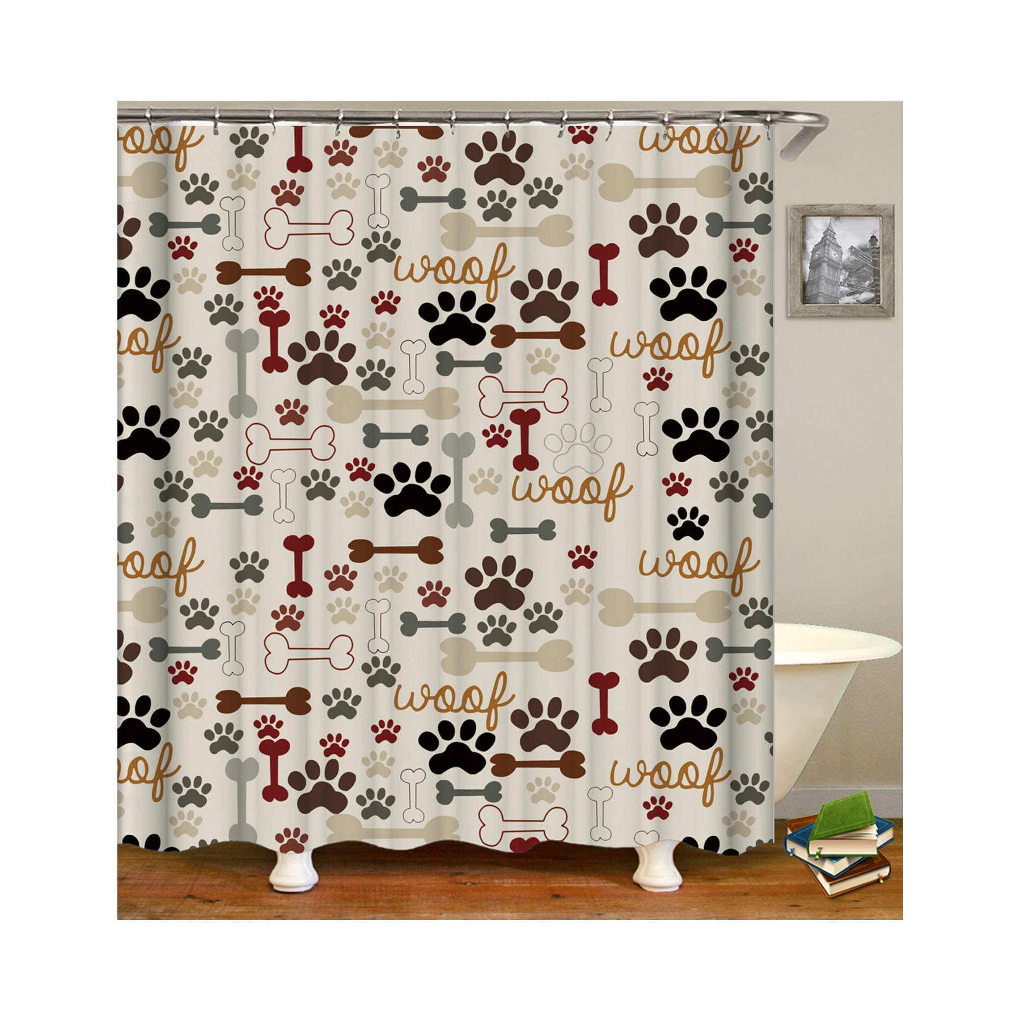 KnSam Cortina de ducha antimoho resistente al agua, cortina para baño, cortina para baño, cortina para baño 100% poliéster, incluye 12 anillas de cortina de ducha 150 x 180 cm