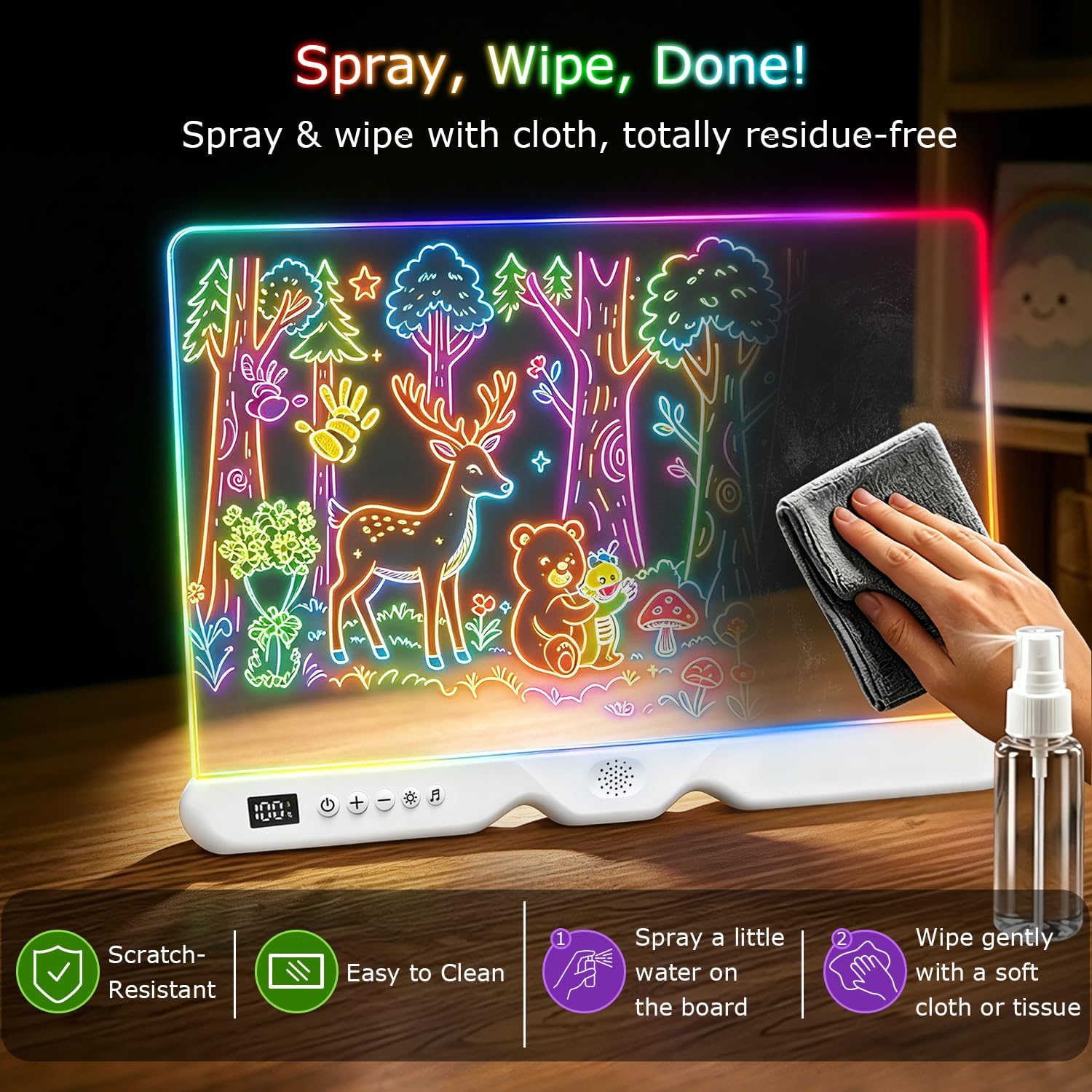 Musical LED Drawing Board Christmas Birthday Gifts for Girls/Boys | 16" LED Note Board with 12 Markers Rechargeable Light Up Doodle Board Toy Gift for 4 5 6 7 8 9 10 11 12 Year Old Girls/Kids thumbnail