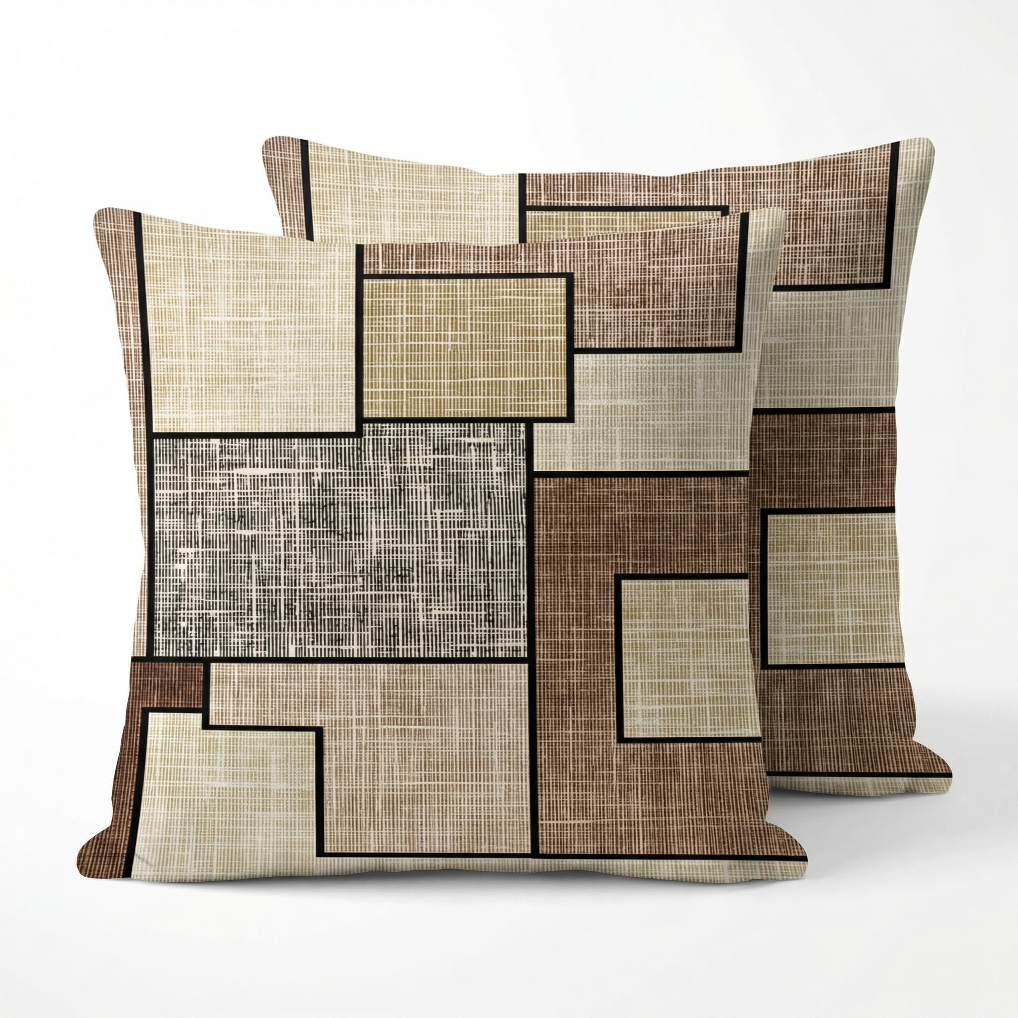 Kissenhülle 40x40 Geometrisch 2er Set, klares modernes Design für Sofa | Glatter atmungsaktiver Stoff, minimalistische Raumdekoration, tolles Geschenk